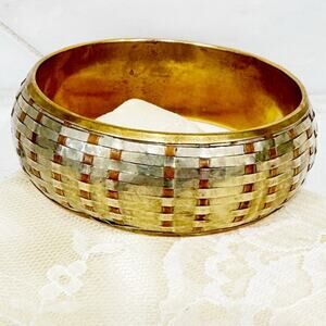 Vintage Woven Mixed Metal Bangle Bracelet – Made in India